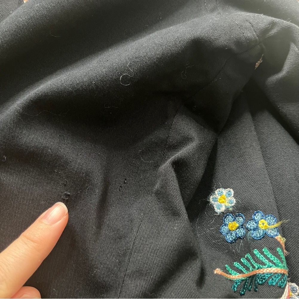 Vintage 90s Bedford Fair Embroidered Black Floral Jacket Folk Women's L - Picture 7 of 9